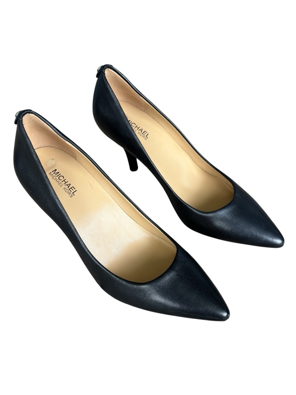Michael Kors Black Pointed-Toe Leather Heels
